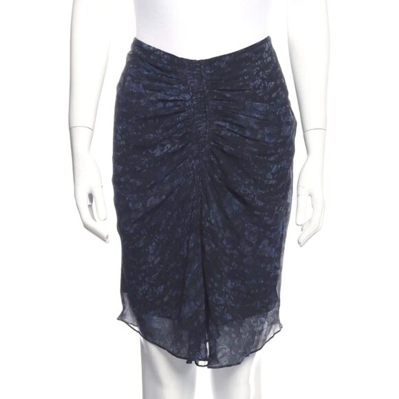 EUC - Isabel Marant Soft Black, Watercolor Silk Skirt - Blue & Deep Teal print - Picture 1 of 3